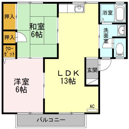 セジュールKEI A(2LDK/1階)の間取り写真