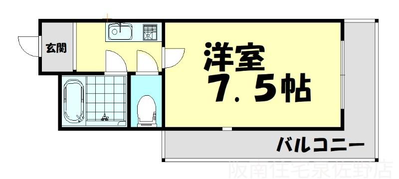 メゾン阪南II(1K/3階)の間取り写真