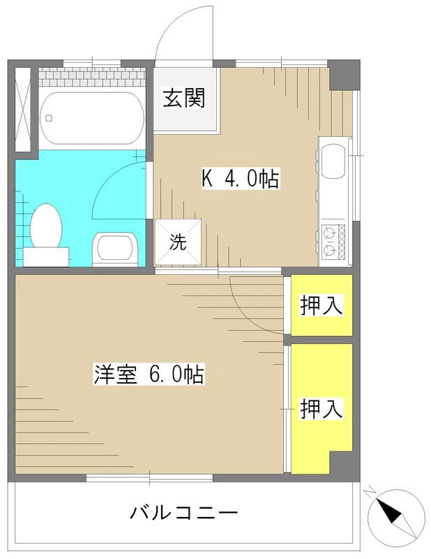 篠原食品ビル(1K/3階)の間取り写真