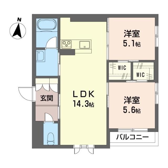 ヴィラ・ソフィオーネ(2LDK/1階)の間取り写真