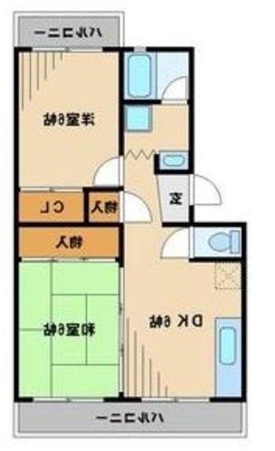 クレール18(2DK/1階)の間取り写真