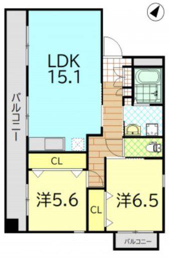 フェルト373(2LDK/5階)の間取り写真