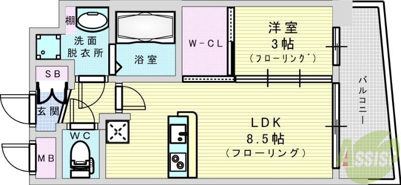 セレニテ西中島アリア壱番館(1LDK/4階)の間取り写真