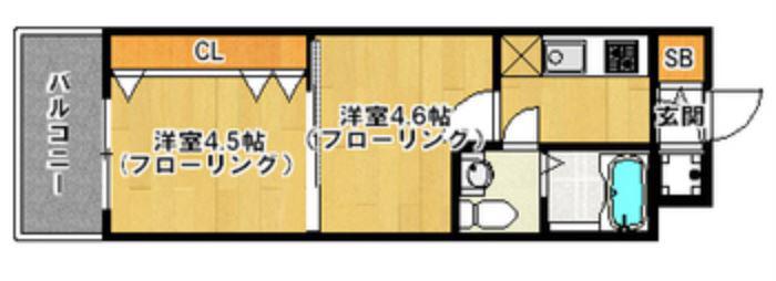 NO46 Vプロジェクト2100天神(2K/12階)の間取り写真