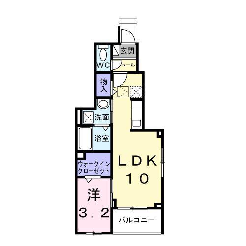 テラス シティ 八ヶ崎(1LDK/1階)の間取り写真