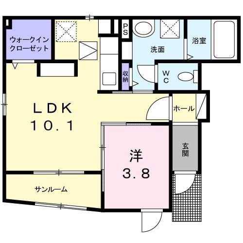 リアーレ丑寅(1LDK/1階)の間取り写真