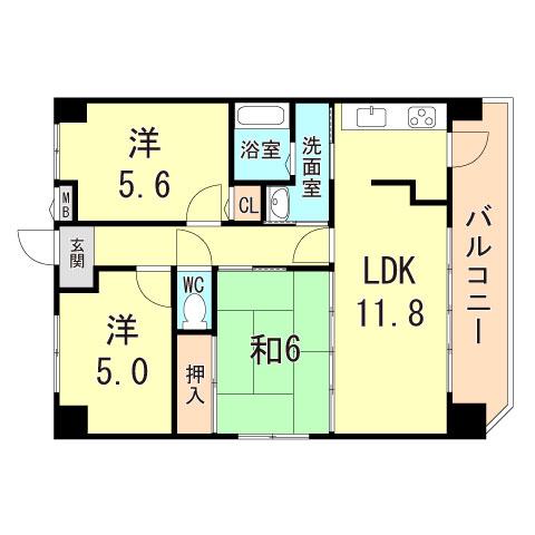 プレステージ南大久保(2LDK/2階)の間取り写真