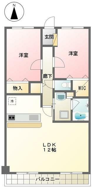 ヌーヴォアージュ(2LDK/4階)の間取り写真