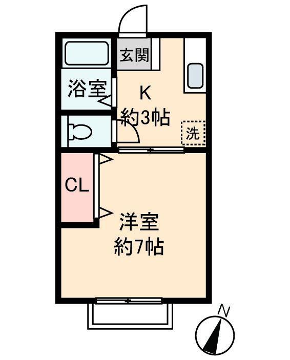 シティハイムオオヌキ(1K/2階)の間取り写真