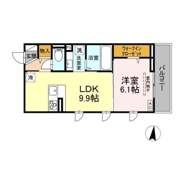 D-ROOM ハイグレース相生(1LDK/1階)の間取り写真