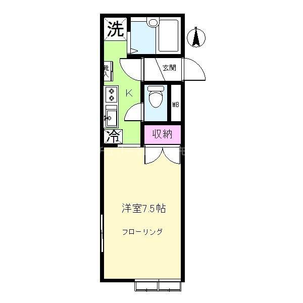 ローズガーデン(1K/2階)の間取り写真