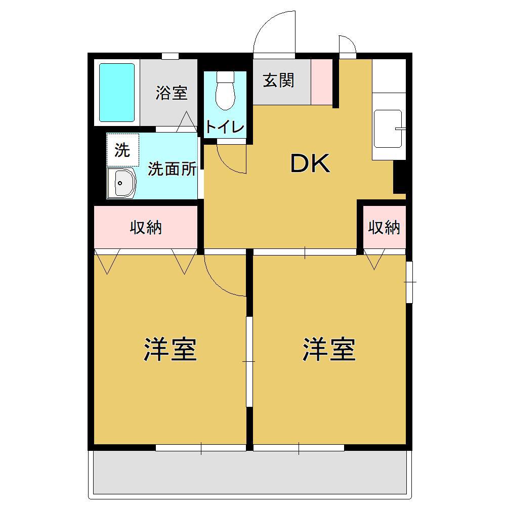 レトアMOMO(2DK/1階)の間取り写真