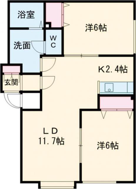 AS4117(2LDK/2階)の間取り写真