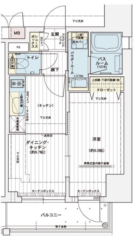 エステムコート大阪新町(1DK/11階)の間取り写真