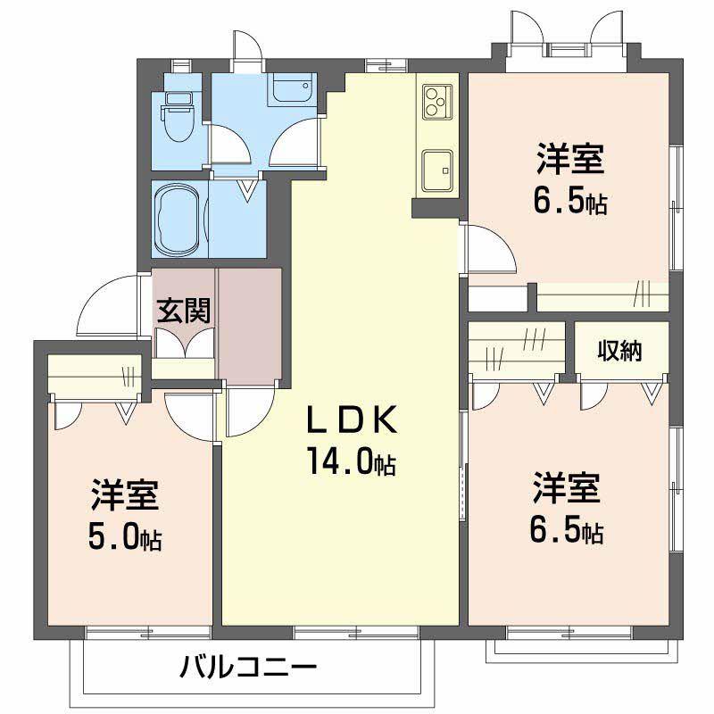 フレグランスA(3LDK/1階)の間取り写真