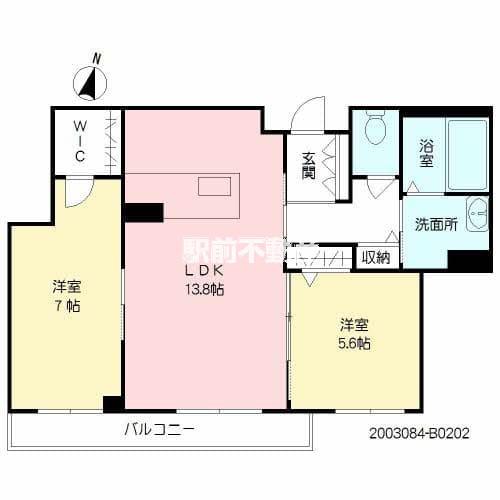GRANFORTINA春日B棟(2LDK/2階)の間取り写真