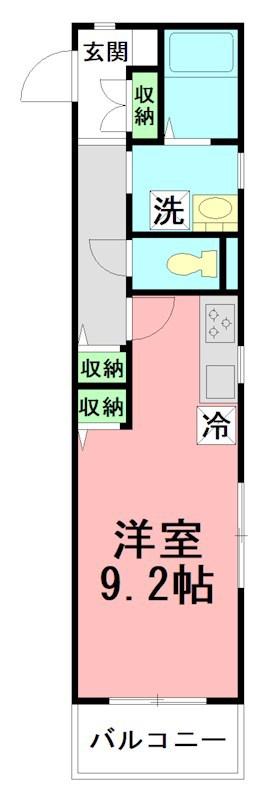 ヴィラ湘南(ワンルーム/1階)の間取り写真