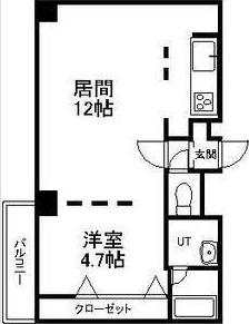 アンビシャス北大前(1LDK/6階)の間取り写真