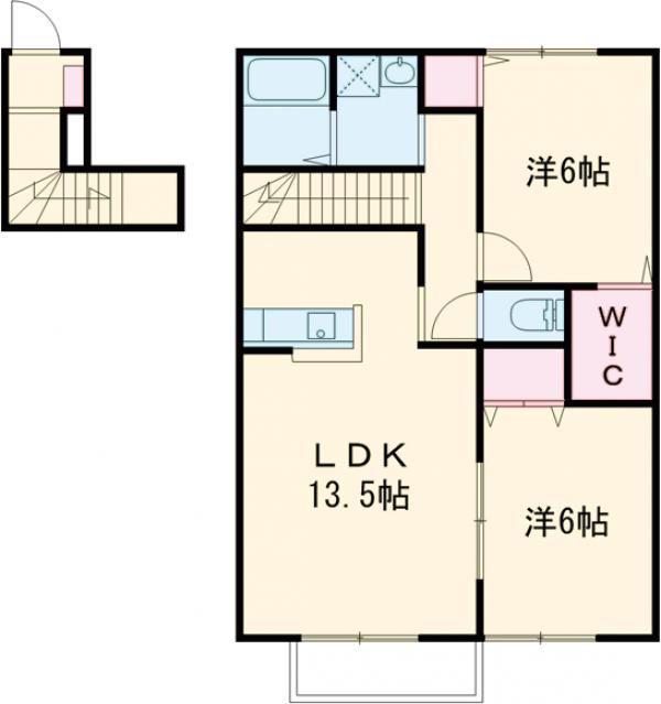 フレッツァ神戸山田(2LDK/2階)の間取り写真