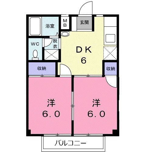 サクセスコーポオイカワ(2DK/1階)の間取り写真