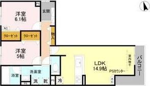 REVE(2LDK/3階)の間取り写真