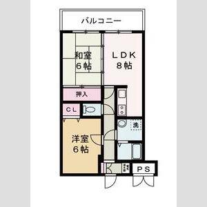 リバーサイド白鷺(2LDK/5階)の間取り写真