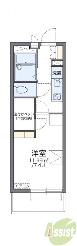 レオパレスアゼリア蛍池(1K/1階)の間取り写真