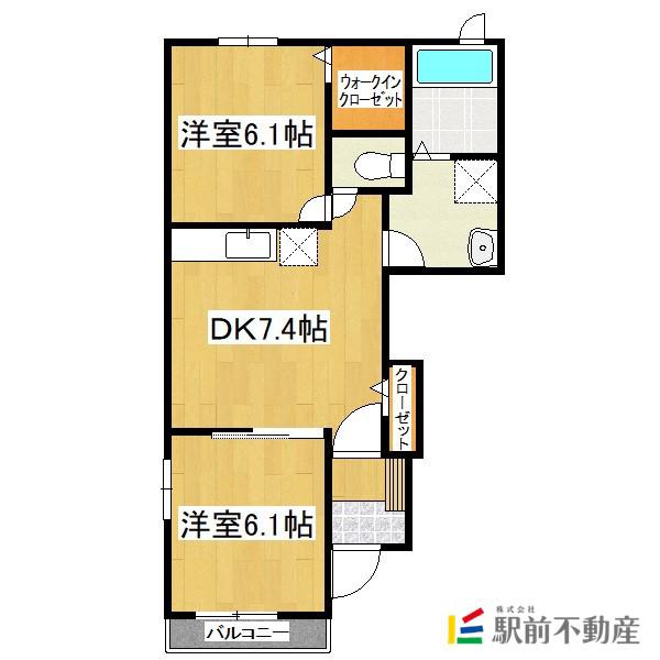 ワンワンハウス(2DK/1階)の間取り写真
