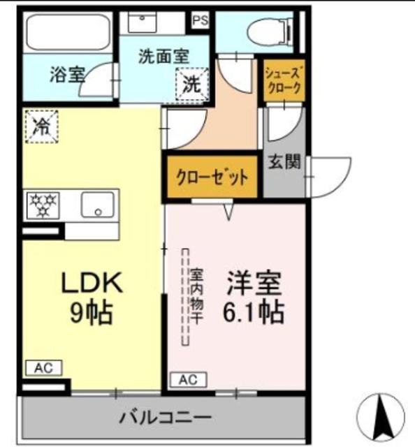 エスペリア栄町(1LDK/3階)の間取り写真