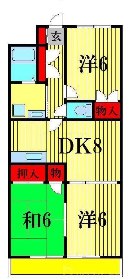 大新ヒルズ西馬橋(3DK/3階)の間取り写真