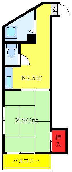 コーポ八千代(1K/2階)の間取り写真