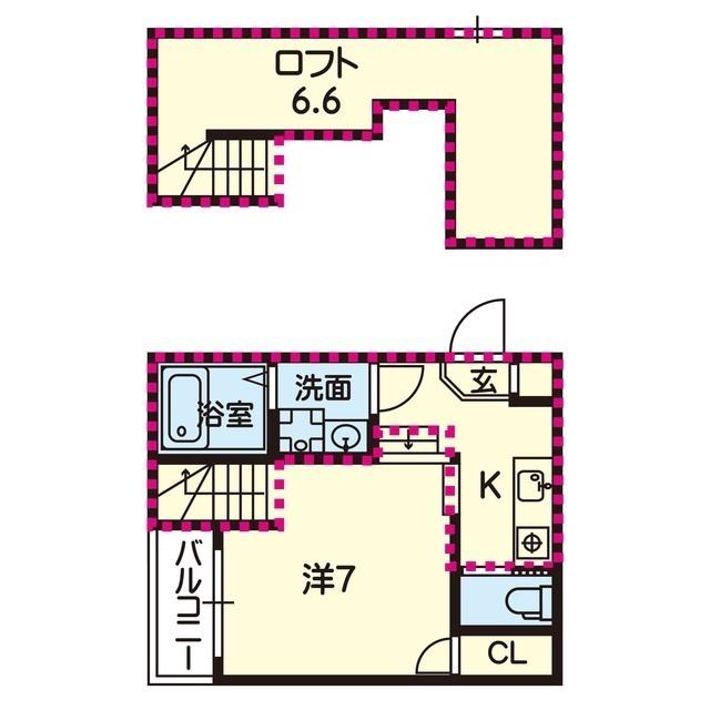 ステラ八王寺II(1K/2階)の間取り写真