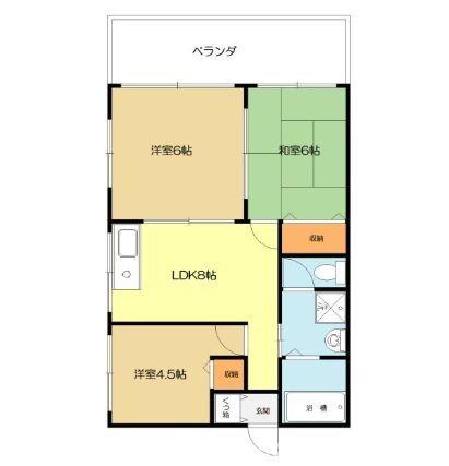 ニューワールド(3LDK/4階)の間取り写真