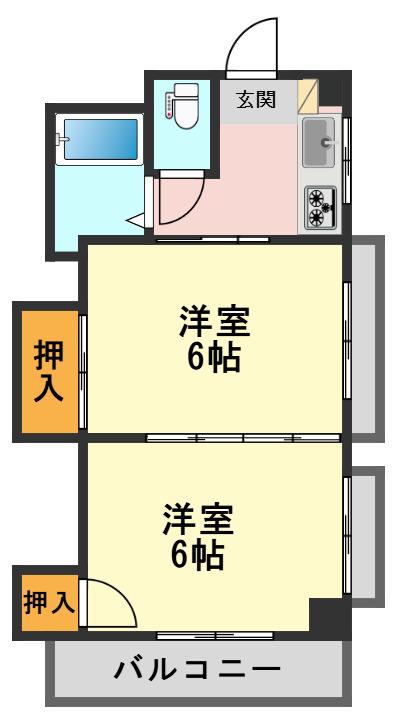 ハイム大洗(2K/2階)の間取り写真