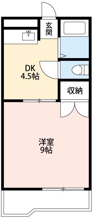 ハイツメモリー(1DK/1階)の間取り写真