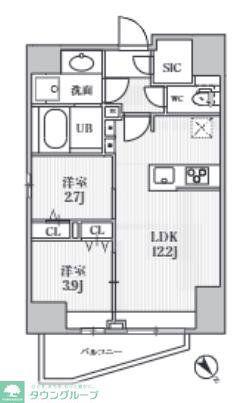 S-RESIDENCE目黒大岡山BRESA(2LDK/2階)の間取り写真