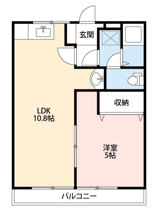 ハイツ若樹(1LDK/2階)の間取り写真