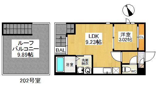 GRANDTIC D-IV IJIRI(1LDK/2階)の間取り写真
