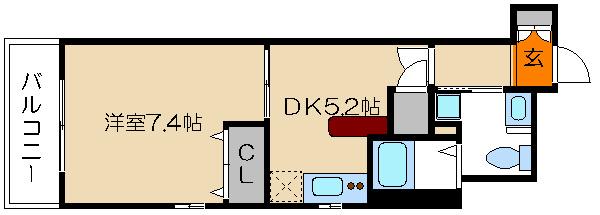 エイペックス京都東山三条(1DK/7階)の間取り写真