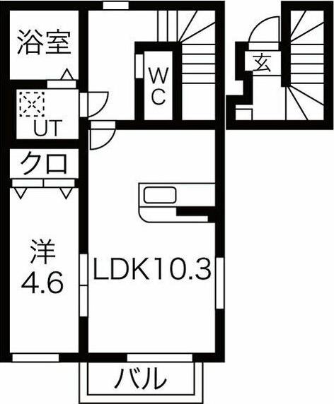 HONU清水町イースト(1LDK/2階)の間取り写真