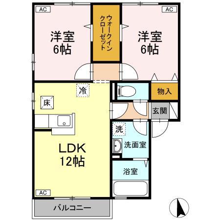 リビングタウン神田C(2LDK/1階)の間取り写真