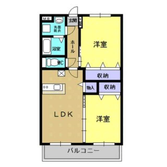 グランドソレイユ(2LDK/2階)の間取り写真