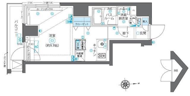 ZOOM新宿下落合(ワンルーム/11階)の間取り写真