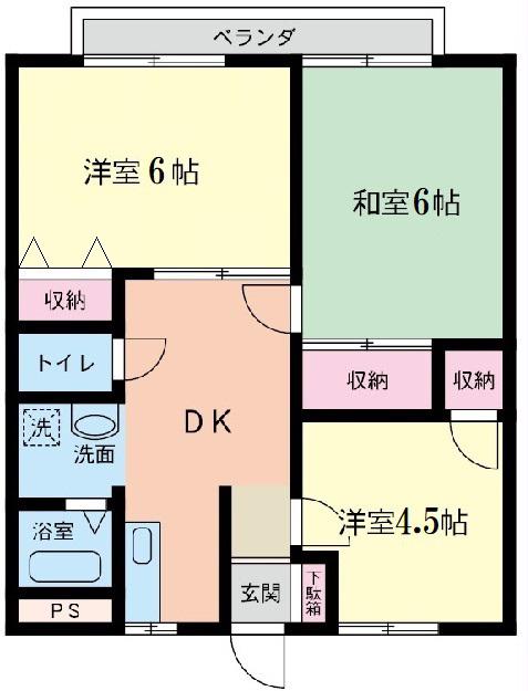 藤ハイツ(3DK/2階)の間取り写真
