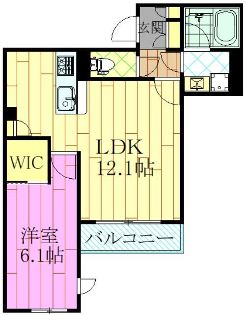 デルフィ淕番館(1LDK/2階)の間取り写真