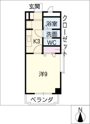 シャトルエイティーン(1K/2階)の間取り写真
