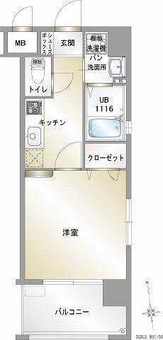 エンクレスト藤崎(1K/3階)の間取り写真