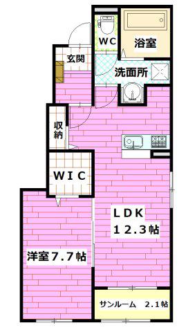 ヒルズ ミューズ(1LDK/1階)の間取り写真