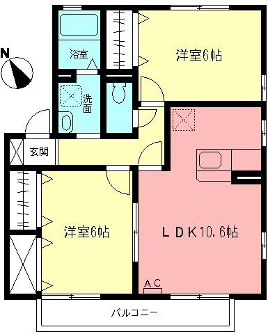 リヴェールKI(2LDK/2階)の間取り写真