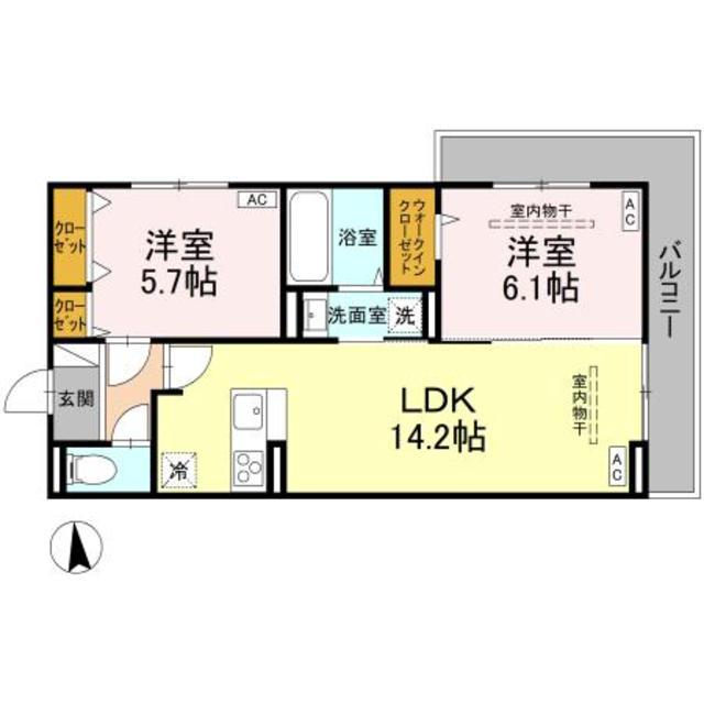 ティアラ(2LDK/2階)の間取り写真